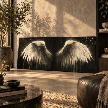 Ivory Angel Wings Panoramic Canvas Print